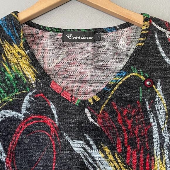 Creation Tunic Top Size Large Abstract Artsy Colorful Dopamine Sweater Geometric - Picture 4 of 12